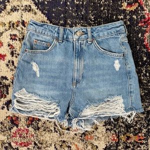 Top Shop Distressed Mom Jean Shorts